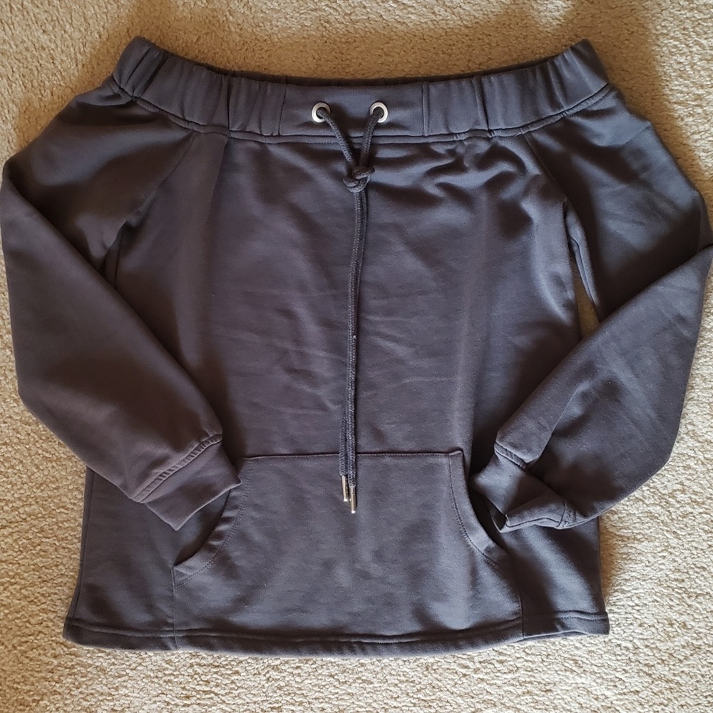 Buckle off the shoulder sweatshirt